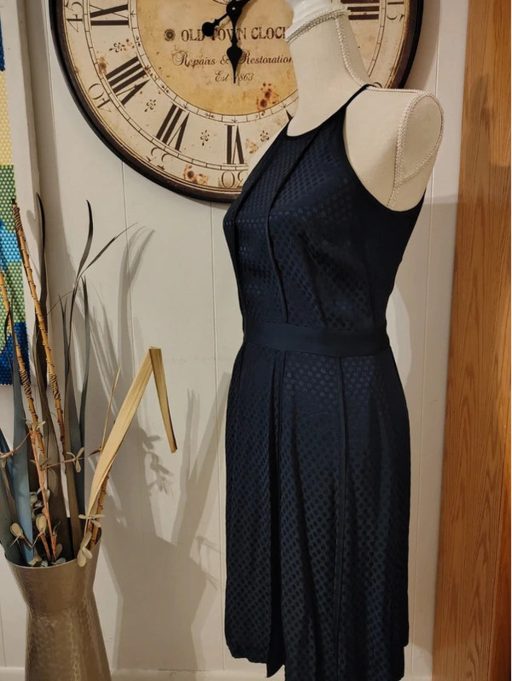Banana Republic Navy Textured Halter Dress | Size 0